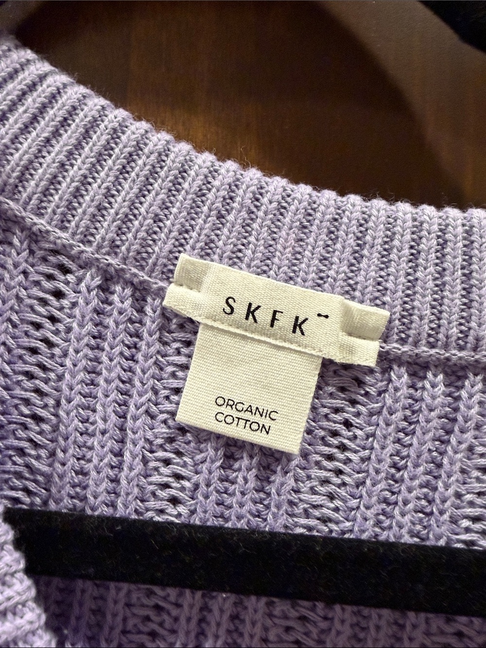 Skunkfunk Lavender Open-Stitch V-Neck Button Cardigan - Picture 2 of 4